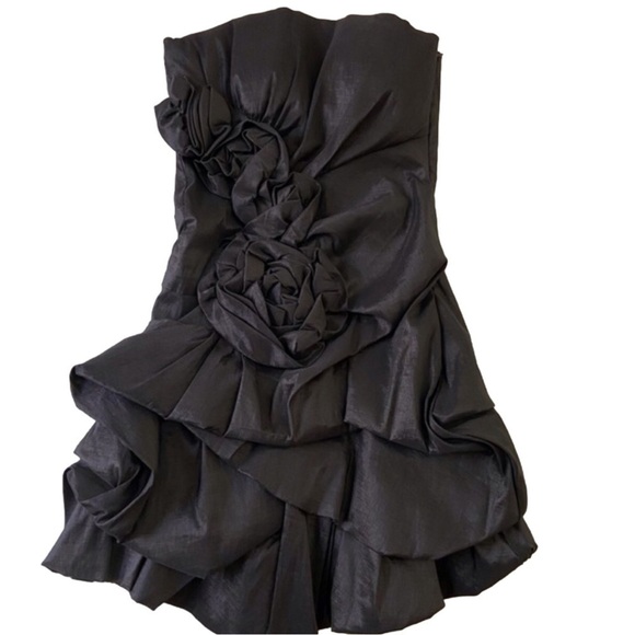 DAISY black dress strapless silky contemporary dark Academia luxury XS - Picture 2 of 16